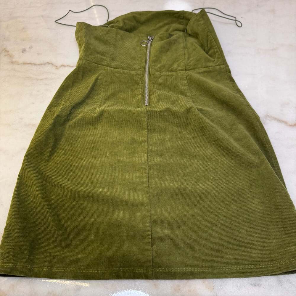 Urban Outfitters Olive Green Corduroy Strapless Mini Dress